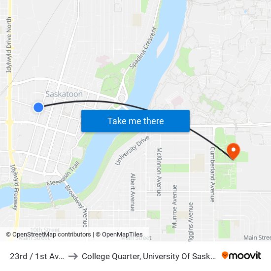 23rd / 1st Avenue to College Quarter, University Of Saskatchewan map