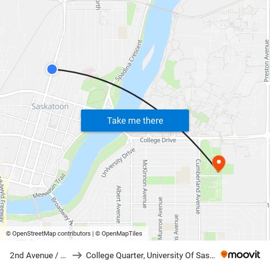 2nd Avenue / Queen to College Quarter, University Of Saskatchewan map