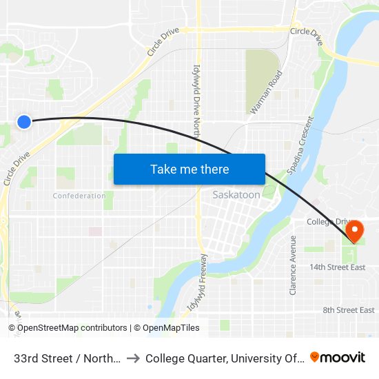 33rd Street / Northumberland to College Quarter, University Of Saskatchewan map