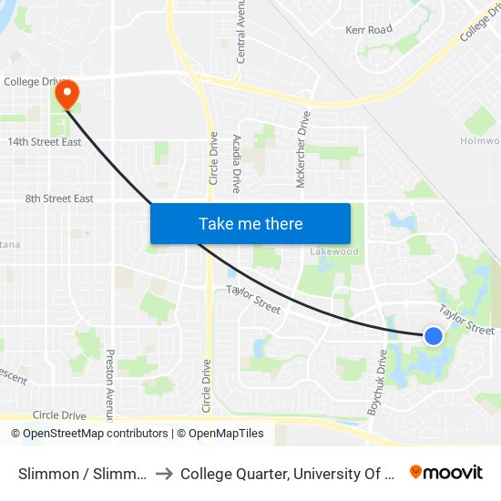 Slimmon / Slimmon Place to College Quarter, University Of Saskatchewan map