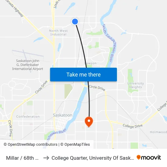 Millar / 68th Street to College Quarter, University Of Saskatchewan map