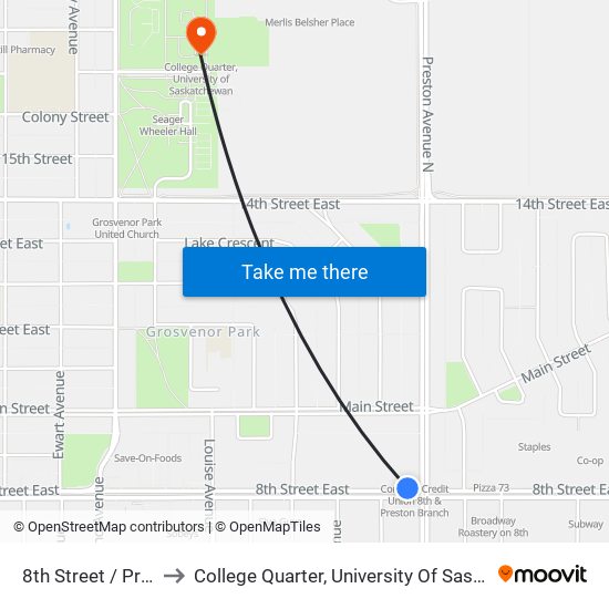 8th Street / Preston to College Quarter, University Of Saskatchewan map