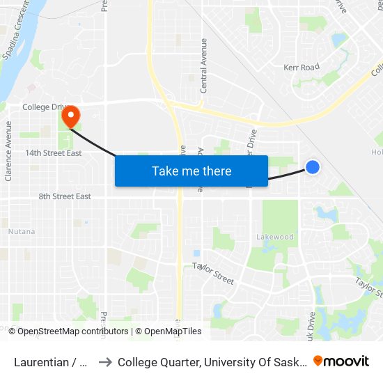 Laurentian / Brock to College Quarter, University Of Saskatchewan map