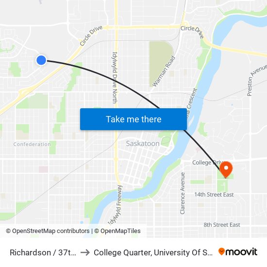 Richardson / 37th Street to College Quarter, University Of Saskatchewan map