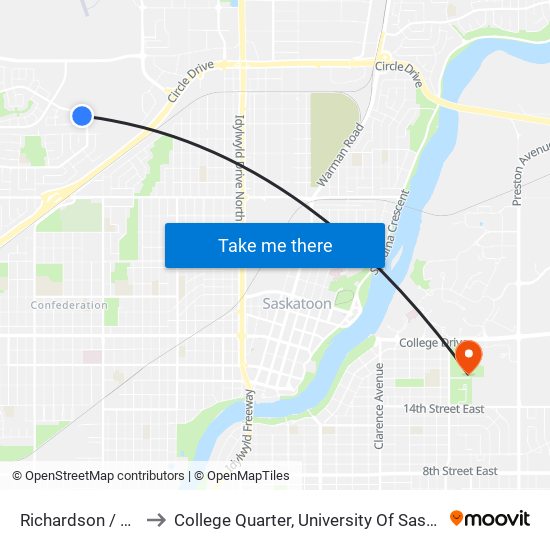 Richardson / Lehrer to College Quarter, University Of Saskatchewan map