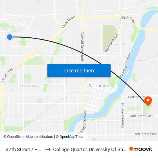 37th Street / Peterson to College Quarter, University Of Saskatchewan map