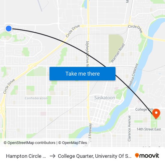 Hampton Circle / Henick to College Quarter, University Of Saskatchewan map