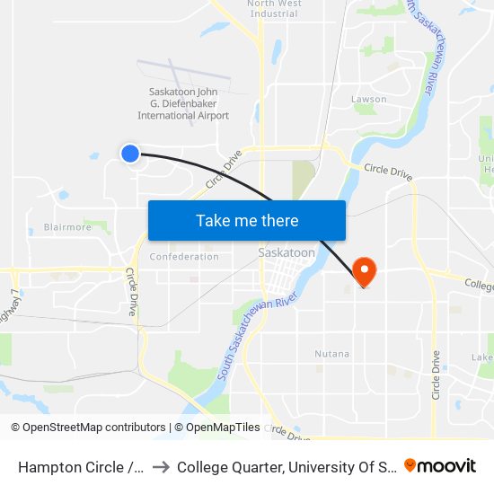 Hampton Circle / Klassen to College Quarter, University Of Saskatchewan map