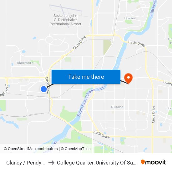 Clancy / Pendygrasse to College Quarter, University Of Saskatchewan map