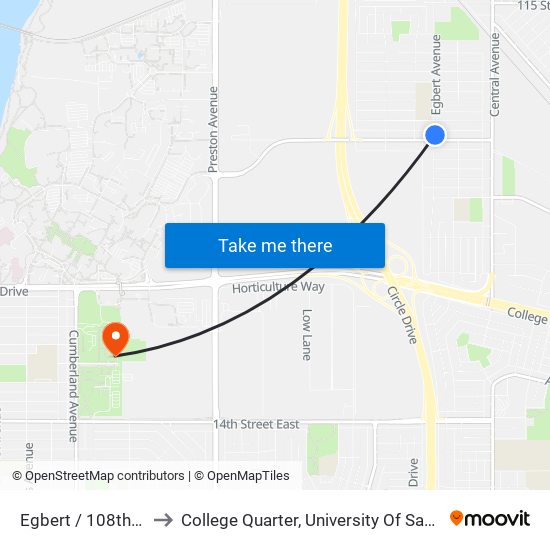 Egbert / 108th Street to College Quarter, University Of Saskatchewan map