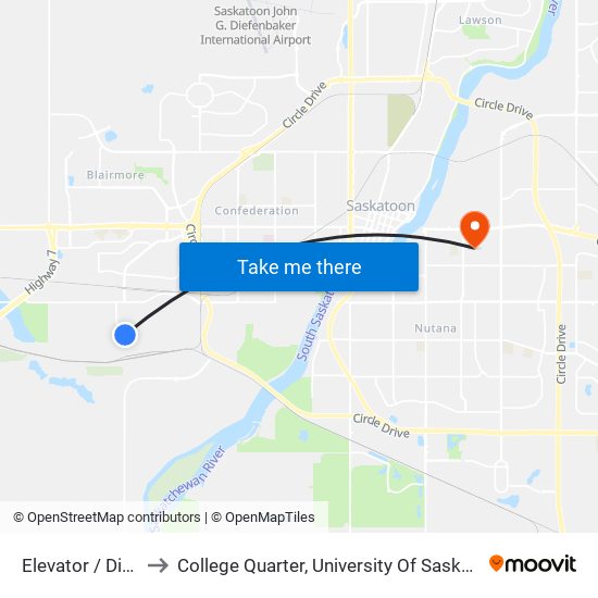 Elevator / Dieppe to College Quarter, University Of Saskatchewan map