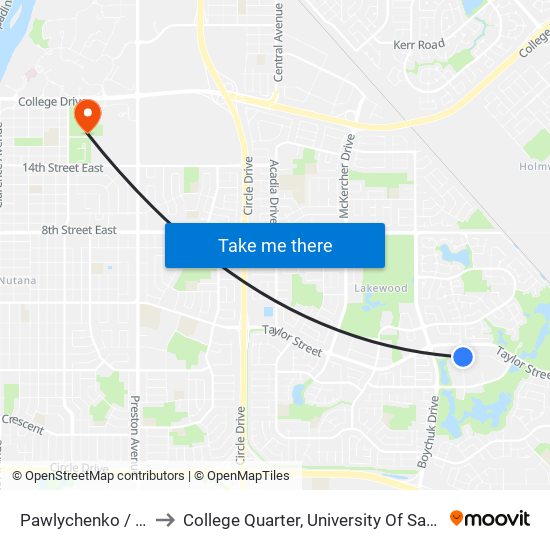 Pawlychenko / Herold to College Quarter, University Of Saskatchewan map