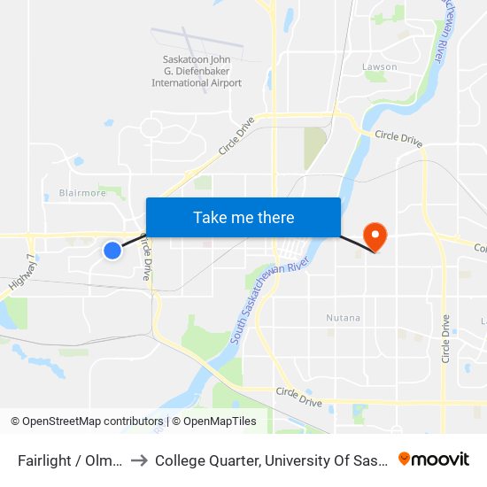 Fairlight / Olmstead to College Quarter, University Of Saskatchewan map
