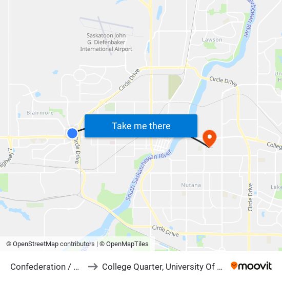 Confederation / Ct Gasbar to College Quarter, University Of Saskatchewan map