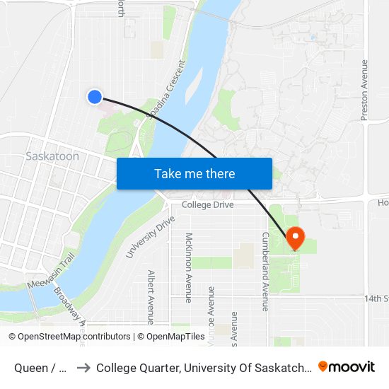 Queen / 5th to College Quarter, University Of Saskatchewan map