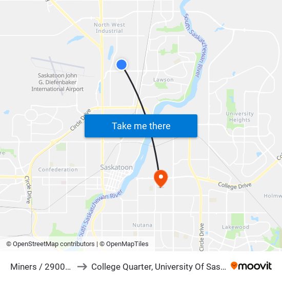 Miners / 2900-Block to College Quarter, University Of Saskatchewan map