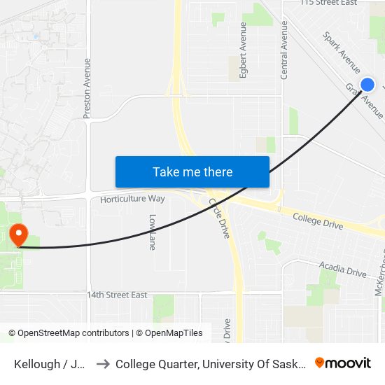 Kellough / James to College Quarter, University Of Saskatchewan map