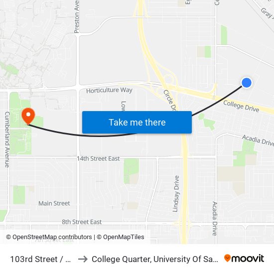 103rd Street / Jessop to College Quarter, University Of Saskatchewan map