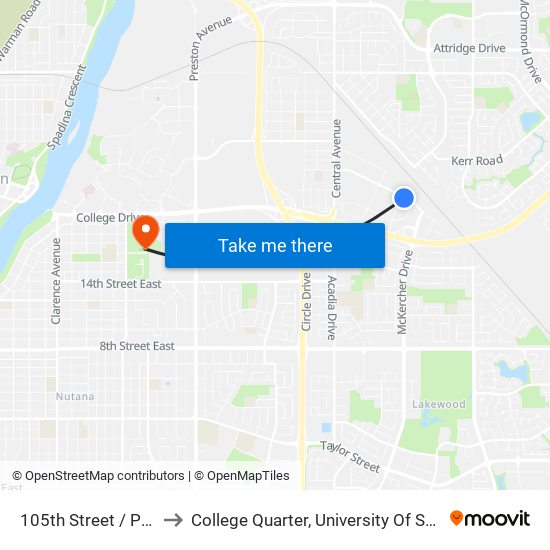 105th Street / Packham to College Quarter, University Of Saskatchewan map