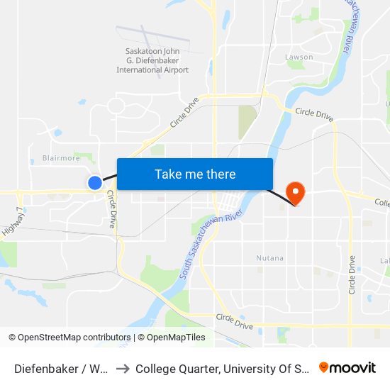 Diefenbaker / Worobetz to College Quarter, University Of Saskatchewan map