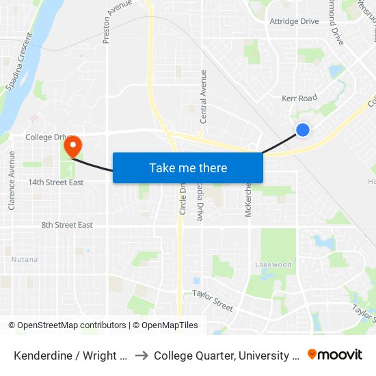 Kenderdine / Wright Cr 1200 Block to College Quarter, University Of Saskatchewan map
