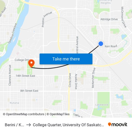 Berini / Kerr to College Quarter, University Of Saskatchewan map