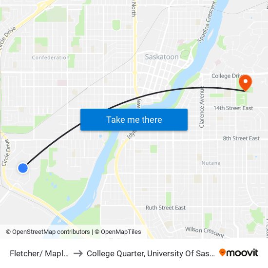 Fletcher/ Maple Leaf to College Quarter, University Of Saskatchewan map