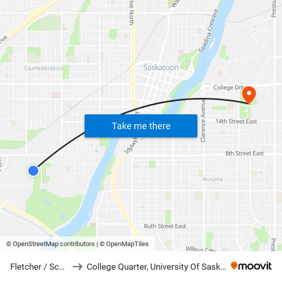 Fletcher / Schuyler to College Quarter, University Of Saskatchewan map