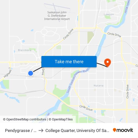 Pendygrasse / Diggle to College Quarter, University Of Saskatchewan map