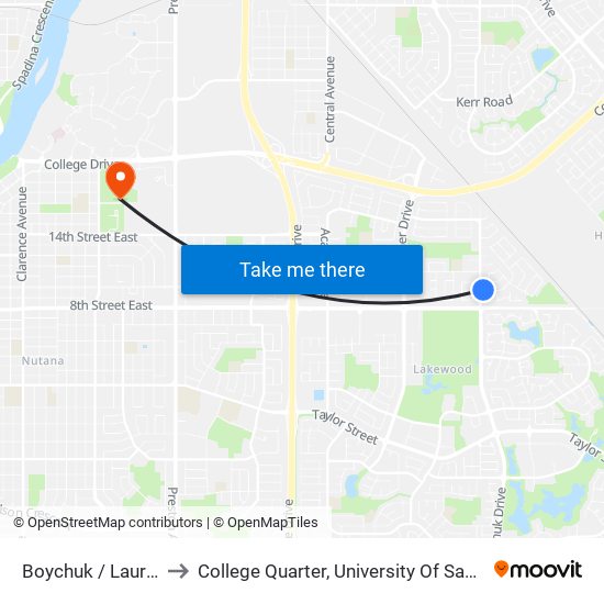 Boychuk / Laurentian to College Quarter, University Of Saskatchewan map