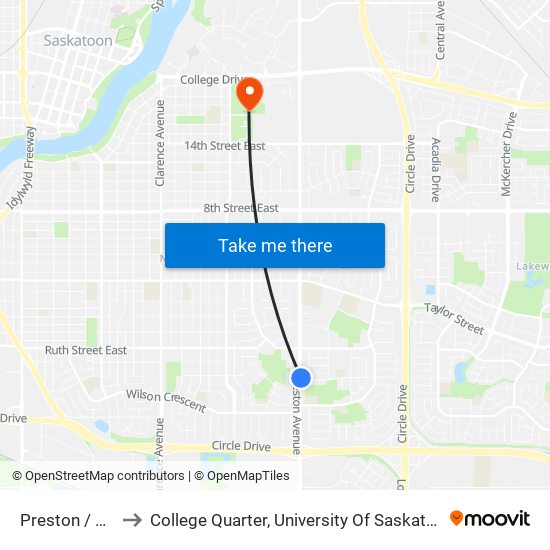 Preston / East to College Quarter, University Of Saskatchewan map