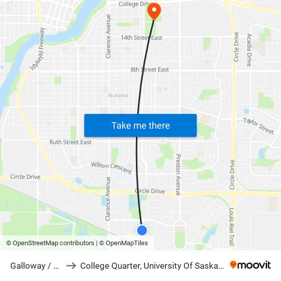 Galloway / Lynd to College Quarter, University Of Saskatchewan map