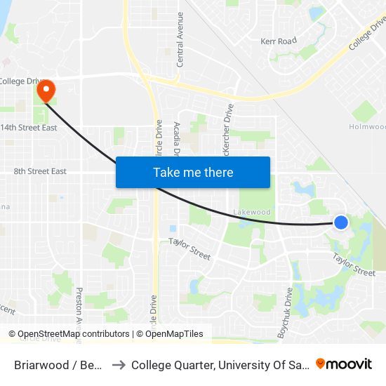 Briarwood / Beechdale to College Quarter, University Of Saskatchewan map