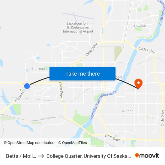 Betts / Molland to College Quarter, University Of Saskatchewan map