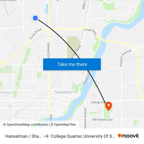 Hanselman / Shaw Cable to College Quarter, University Of Saskatchewan map