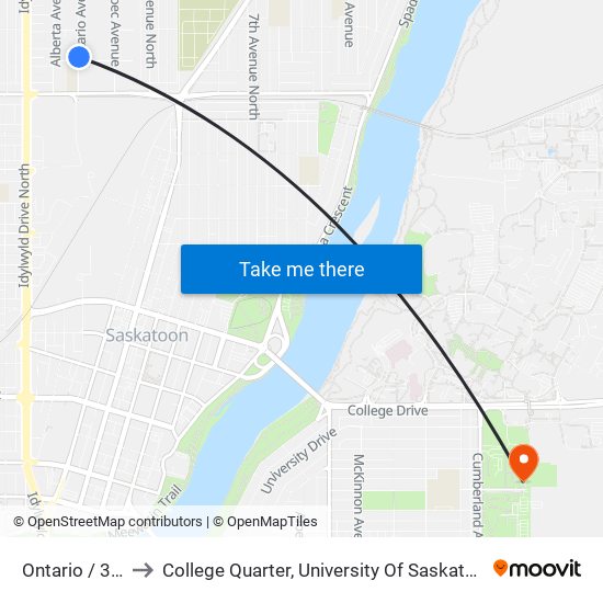 Ontario / 34th to College Quarter, University Of Saskatchewan map