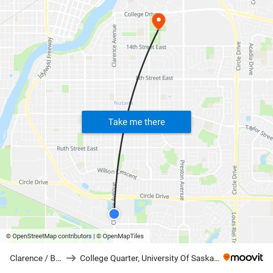 Clarence / Brand to College Quarter, University Of Saskatchewan map