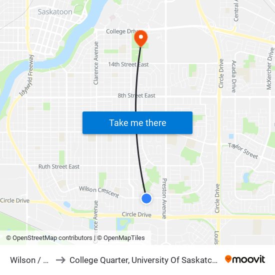 Wilson / Riel to College Quarter, University Of Saskatchewan map