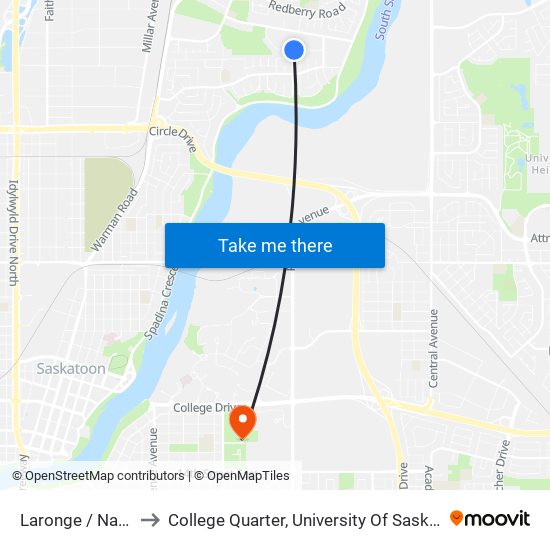 Laronge / Nahanni to College Quarter, University Of Saskatchewan map