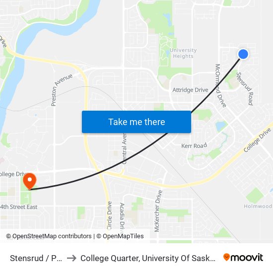 Stensrud / Paton to College Quarter, University Of Saskatchewan map