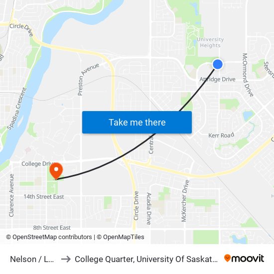 Nelson / Lowe to College Quarter, University Of Saskatchewan map