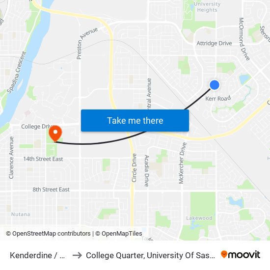 Kenderdine / Brunst to College Quarter, University Of Saskatchewan map