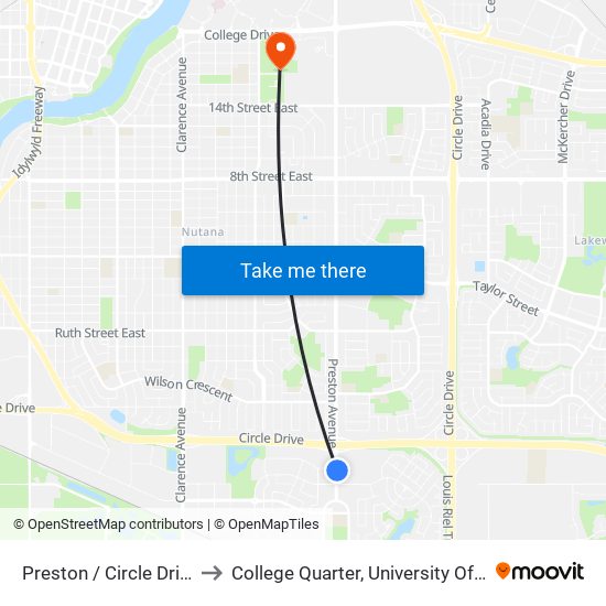 Preston / Circle Drive Alliance to College Quarter, University Of Saskatchewan map