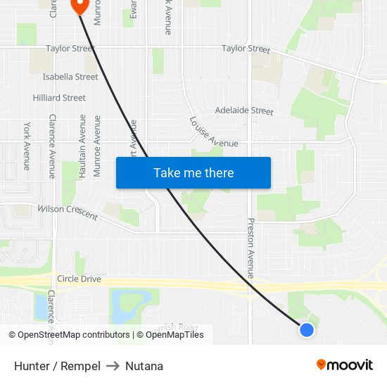 Hunter / Rempel to Nutana map