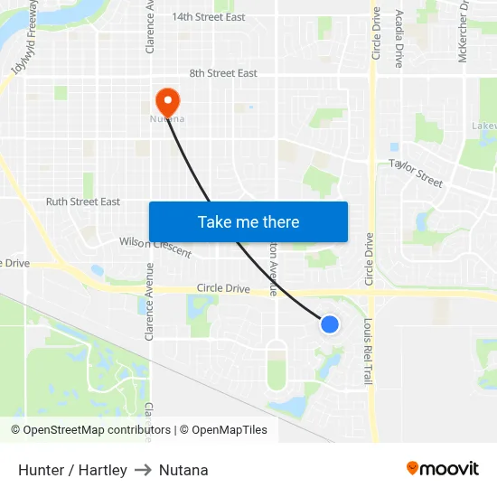 Hunter / Hartley to Nutana map