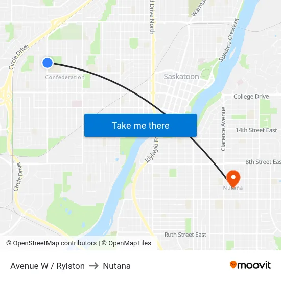 Avenue W / Rylston to Nutana map