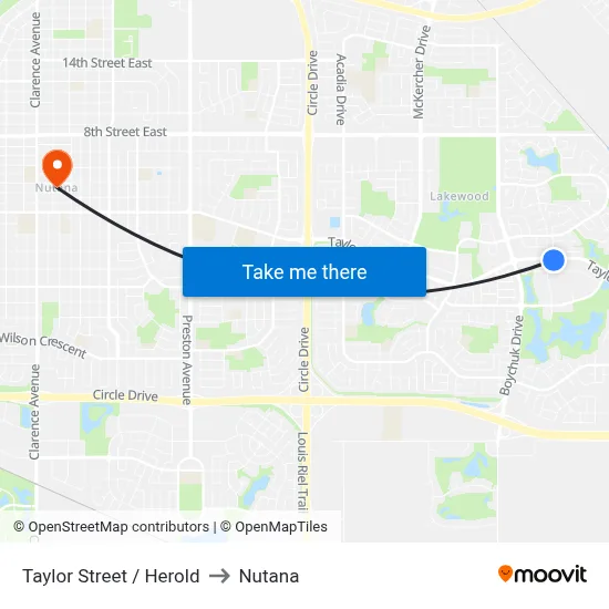 Taylor Street / Herold to Nutana map