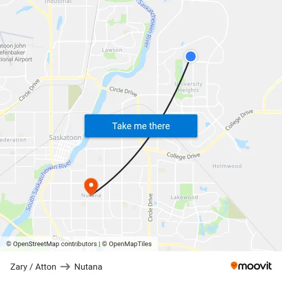 Zary / Atton to Nutana map