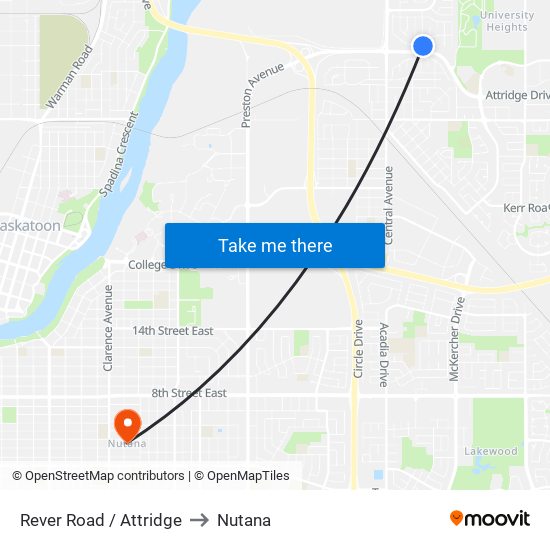 Rever Road / Attridge to Nutana map
