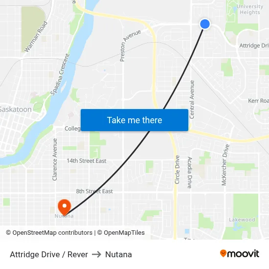 Attridge Drive / Rever to Nutana map